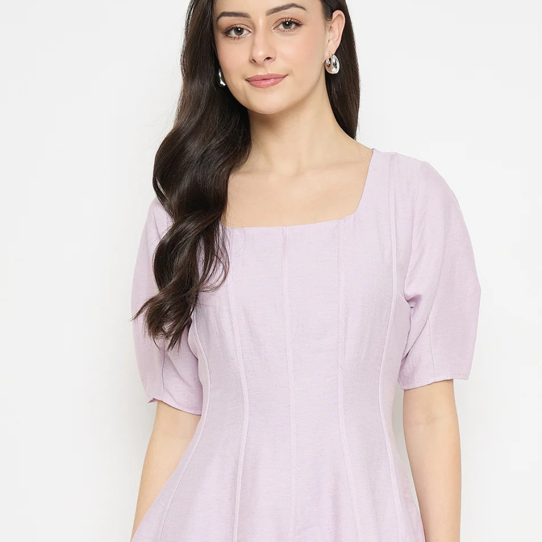 1-1-1.png Lilac Square Neck Rayon Blend Top - Image 1