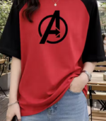 Graphic Printerd Round Neck White Colour Raglan Sleeves Oversize T-Shirt