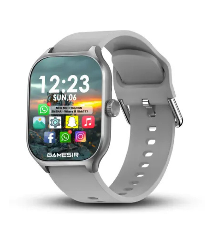 1-14-1.png GameSir H9 Grey Smartwatch with Bluetooth, Fitness & Heart Rate Tracking Smartwatch (Grey-1 Strap, Free Size) - Image 1