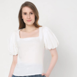 White Puff Sleeves Top