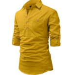 Univibe Full Sleeve Spread Collar Pure Cotton Casual, Wedding, Party, Festival Stylish Latest Short Length Slim fit Kurta Style Shirt for Men and Boys.