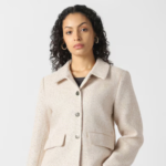 Women Beige Textured Casual Jacket