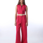 Fuchsia Pink Belted Jumpsuit - Image 2