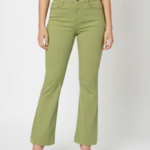 Women Olive High-Rise Flare Jeans - Image 2