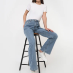 Women Blue High-Rise Mini Flare Jeans