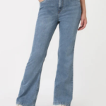 Women Blue High-Rise Mini Flare Jeans - Image 2