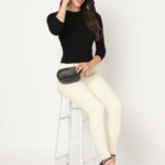 Women Ecru Sky High Skinny Jeans