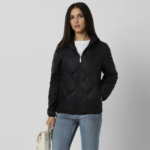 Women Black Solid Casual Jacket - Image 2