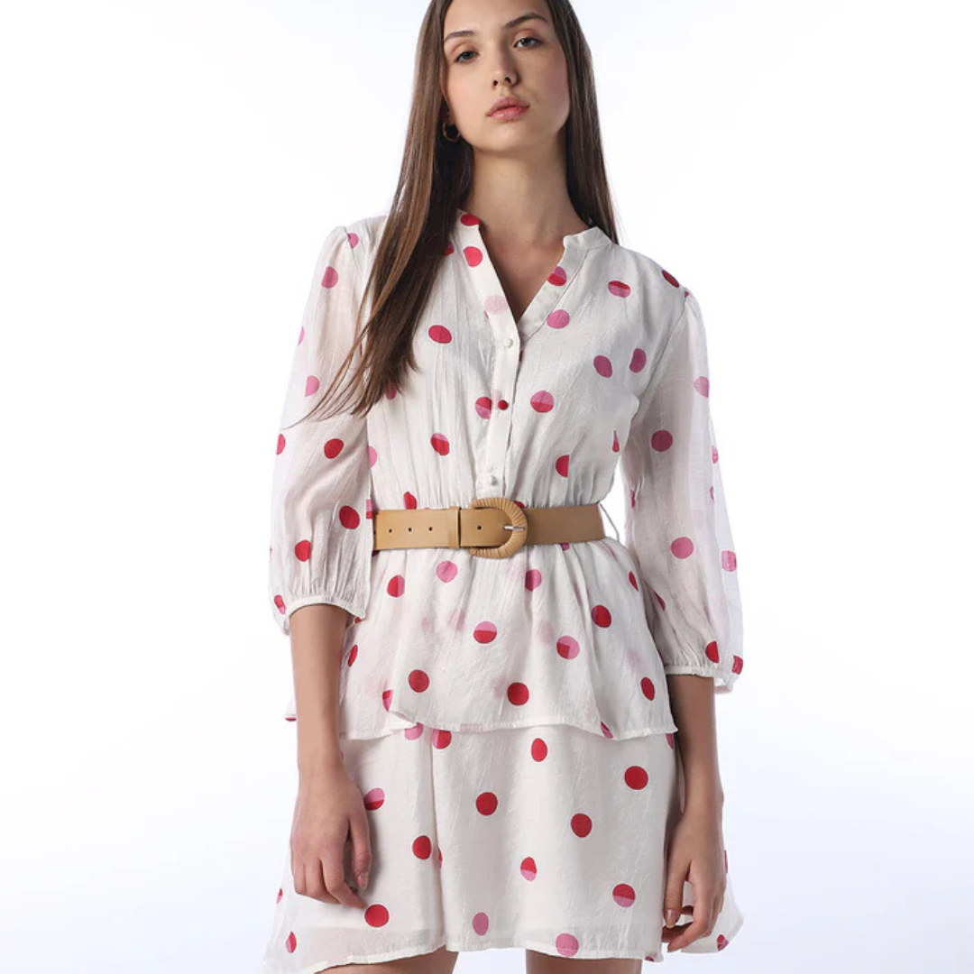 19-3.png Polka Dot Tiered Mini Dress - Image 1