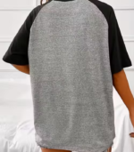 Women Raglan Oversized T-Shirt | Casual Raglan Loose Fit Half Sleeve Round Neck T-Shirt For Girls - Image 2