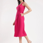 Fit And Flare Dress – Fuchsia - Image 2