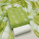 Green Floral Printed Cotton Blend Dress Material