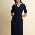 LivIn Contrast Collar Dress – Navy - Image 2