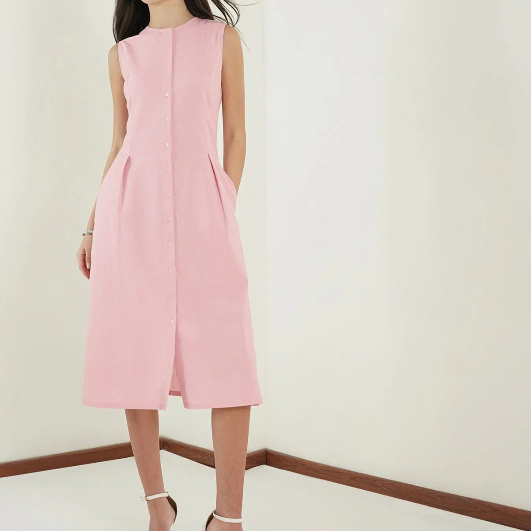 27-1.png Pure Cotton A-Line Dress – Pink - Image 1