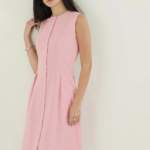 Pure Cotton A-Line Dress – Pink - Image 2