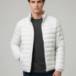 Men White Solid Regular Fit Polyester Jackets - Image 2