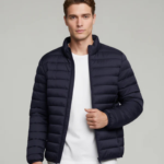 Men Navy Blue Solid Regular Fit Polyester Jackets - Image 2