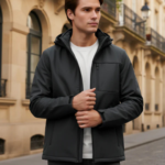 Men Grey Solid Regular Fit Polyester Jackets