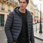 Men Grey Solid Regular Fit Polyester Jackets