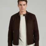 Men Brown Solid Regular Fit Polyester Jackets - Image 2