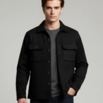 Men Navy Blue Solid Regular Fit Polyester Jackets - Image 2