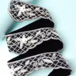 Black Smocking, Embroidery Silk Floral Belt