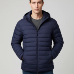 Men Navy Blue Solid Regular Fit Polyester Jackets - Image 2