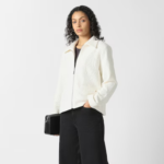 Women Off White Textured Casual Jacket - Image 2