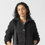 Women Black Embroidered Casual Jacket