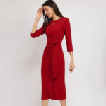 Stretchable Tie-Up Dress – Red
