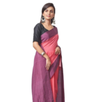 Handwoven Cotton-Silk Cutshuttle Saree in Pink - Image 2