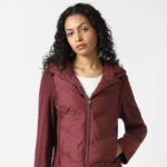 Women Maroon Solid Casual Jacket