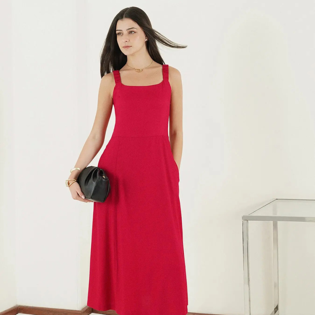 47.png Fit and Flare Midi Dress – Pink - Image 1