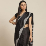Handwoven Black Jamdani Silk Saree - Image 2