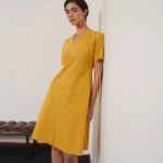 Cotton A-Line Dress – Yellow