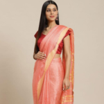 Handwoven Peach Jamdani Silk Saree