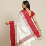 Tangail Silk Saree Off-white - Image 2
