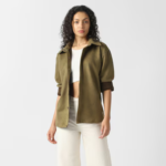 Women Olive Solid Casual Jacket - Image 2