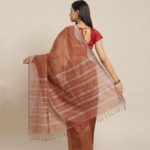 Handwoven Brown Jamdani Silk Saree - Image 2