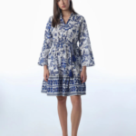 Light Blue Floral Fit & Flare Dress - Image 2