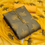 Grey Printed Cotton Dress Material - Image 2