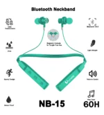 60 Hour Green Playtime Bluetooth Wireless Neckband headphones Earphone Airdopes - Image 2
