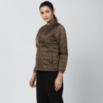 Women Brown Textured Casual Jacket