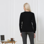 Van Heusen Athleisure Women Black Solid Round Neck Concealed Zipper Pocket Sweatshirt - Image 2