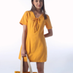 Lace-Up V-Neck Mini Dress