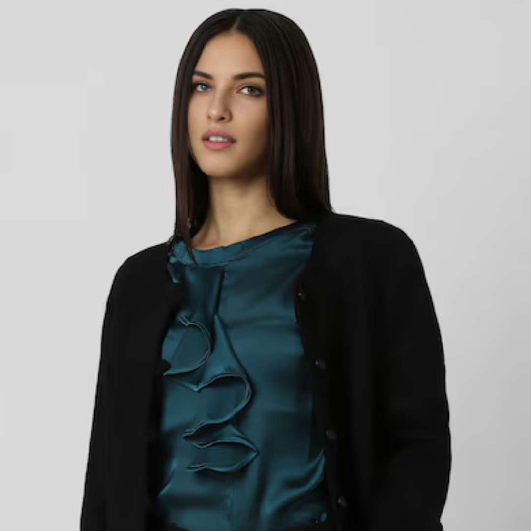 7-6.png Women Black Solid Casual Jacket - Image 1