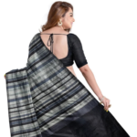 Handwoven Tangail Silk Saree – Shades of Blue - Image 2