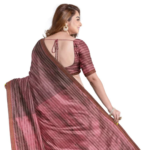 Handwoven Tangail Silk Saree with Zari – Pink - Image 2