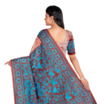 Handcrafted Kantha Silk Saree – Multi Colour - Image 2