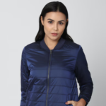 Women Navy Textured Casual Jacket - Image 2